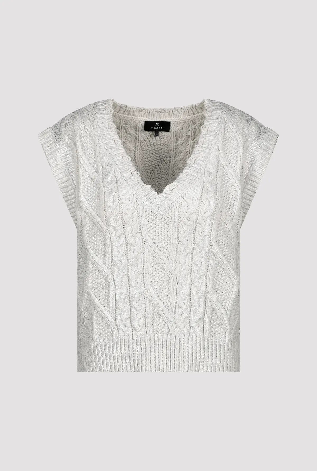 Sleeveless Cable Cotton Tank Top with Shimmer