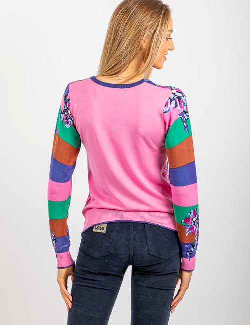 Vibrant V Neck Print Jumper DW229