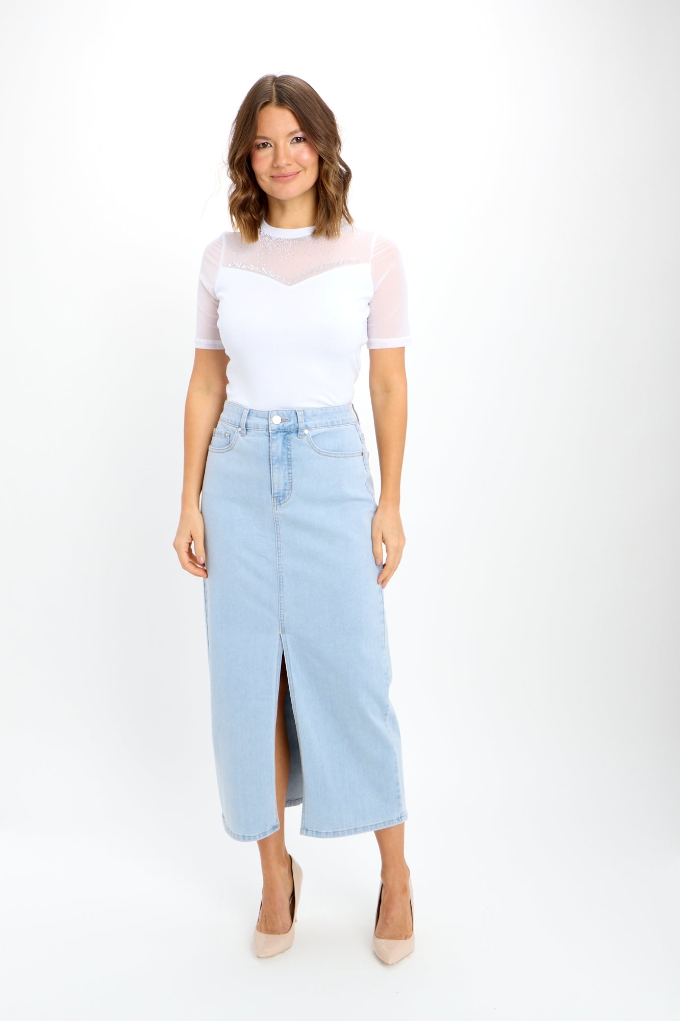 High-waist Pencil Skirt with Slit