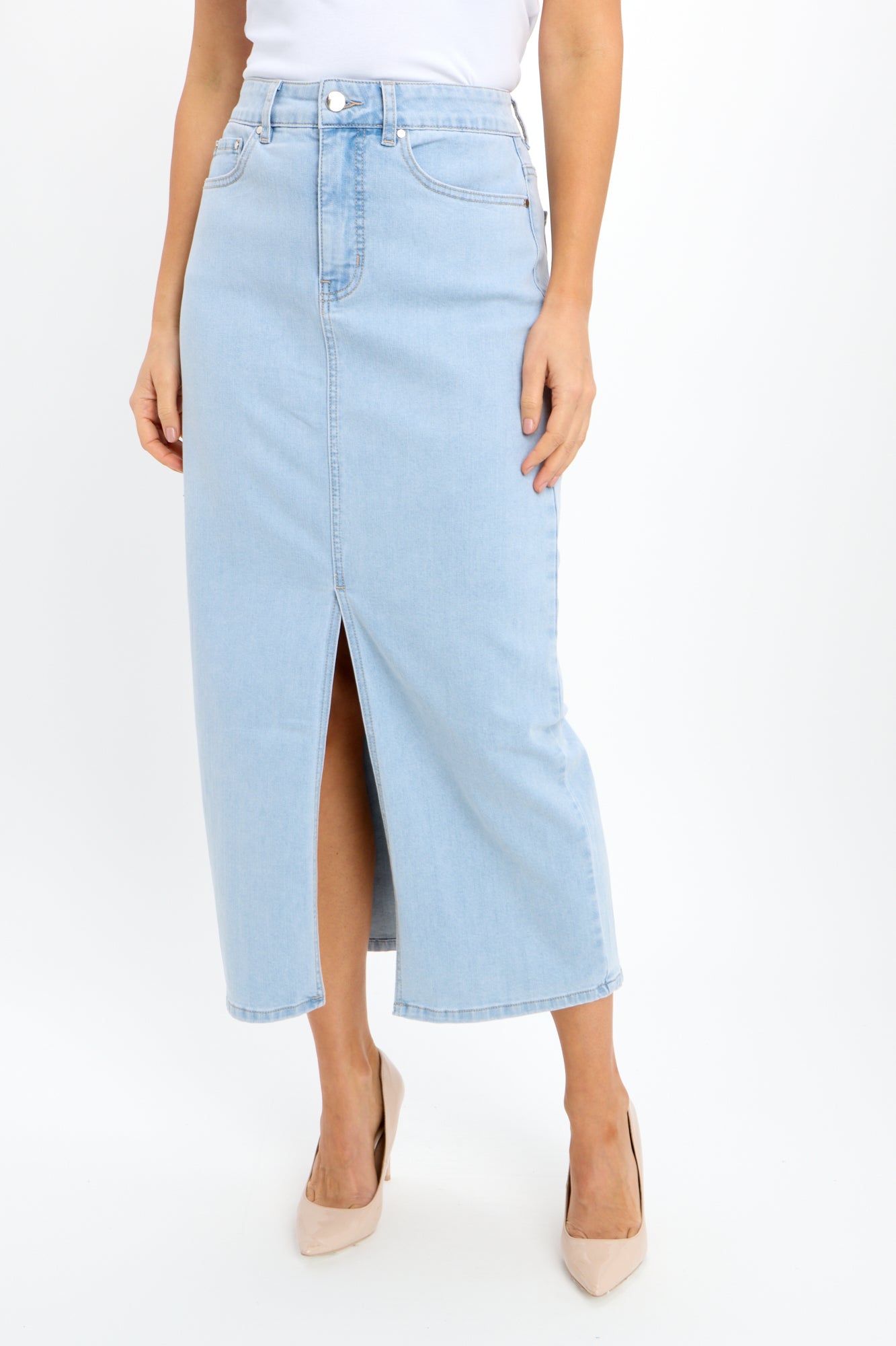 High-waist Pencil Skirt with Slit
