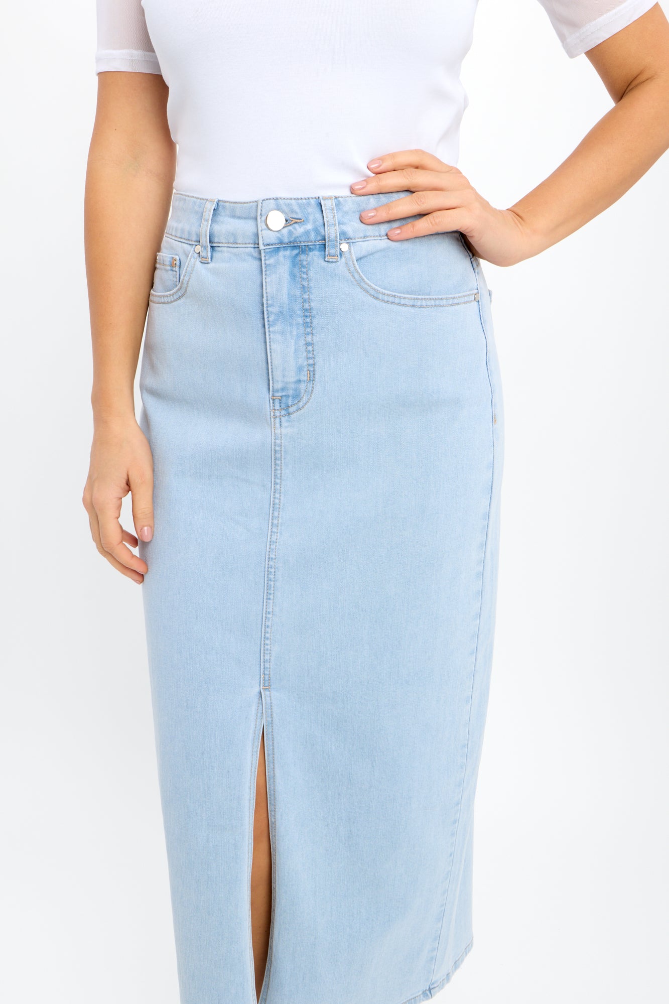 High-waist Pencil Skirt with Slit