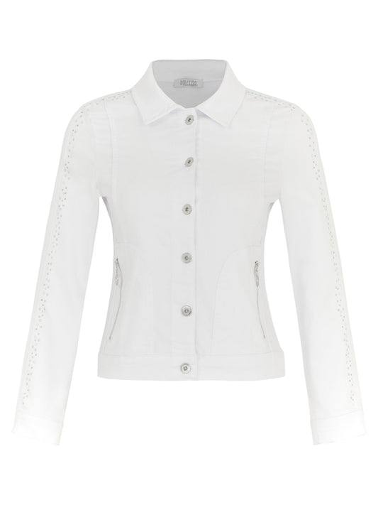White Denim Jacket with Rhinestones 24203