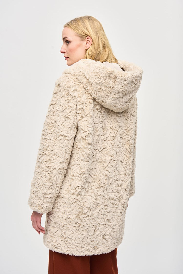 Reversible Faux Fur Teddy Coat with Hoodie