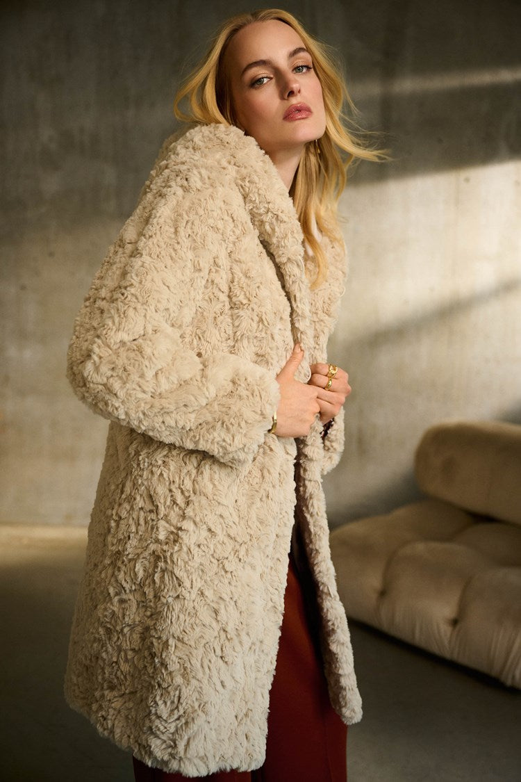 Reversible Faux Fur Teddy Coat with Hoodie