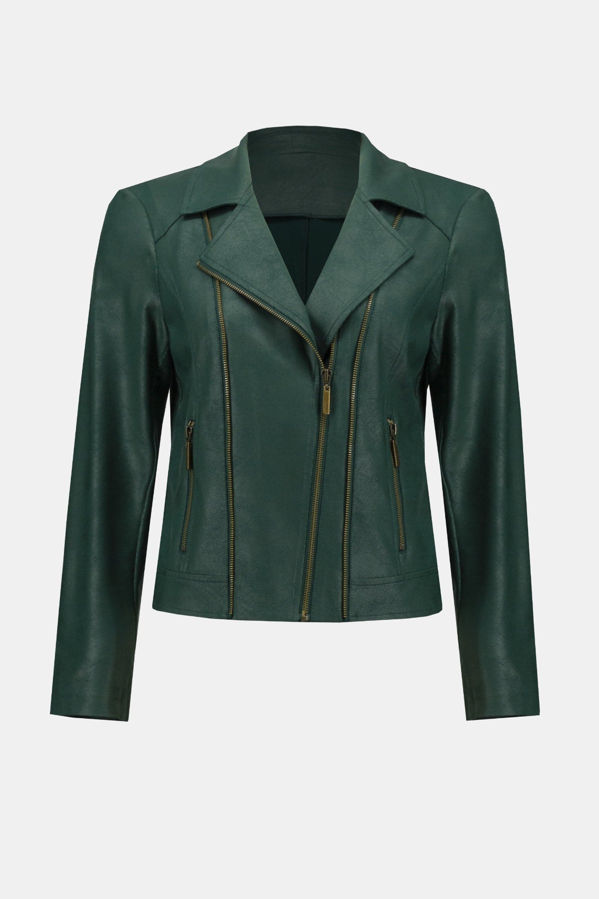 Joseph Ribkoff Green Foiled Knit Moto Jacket 243905