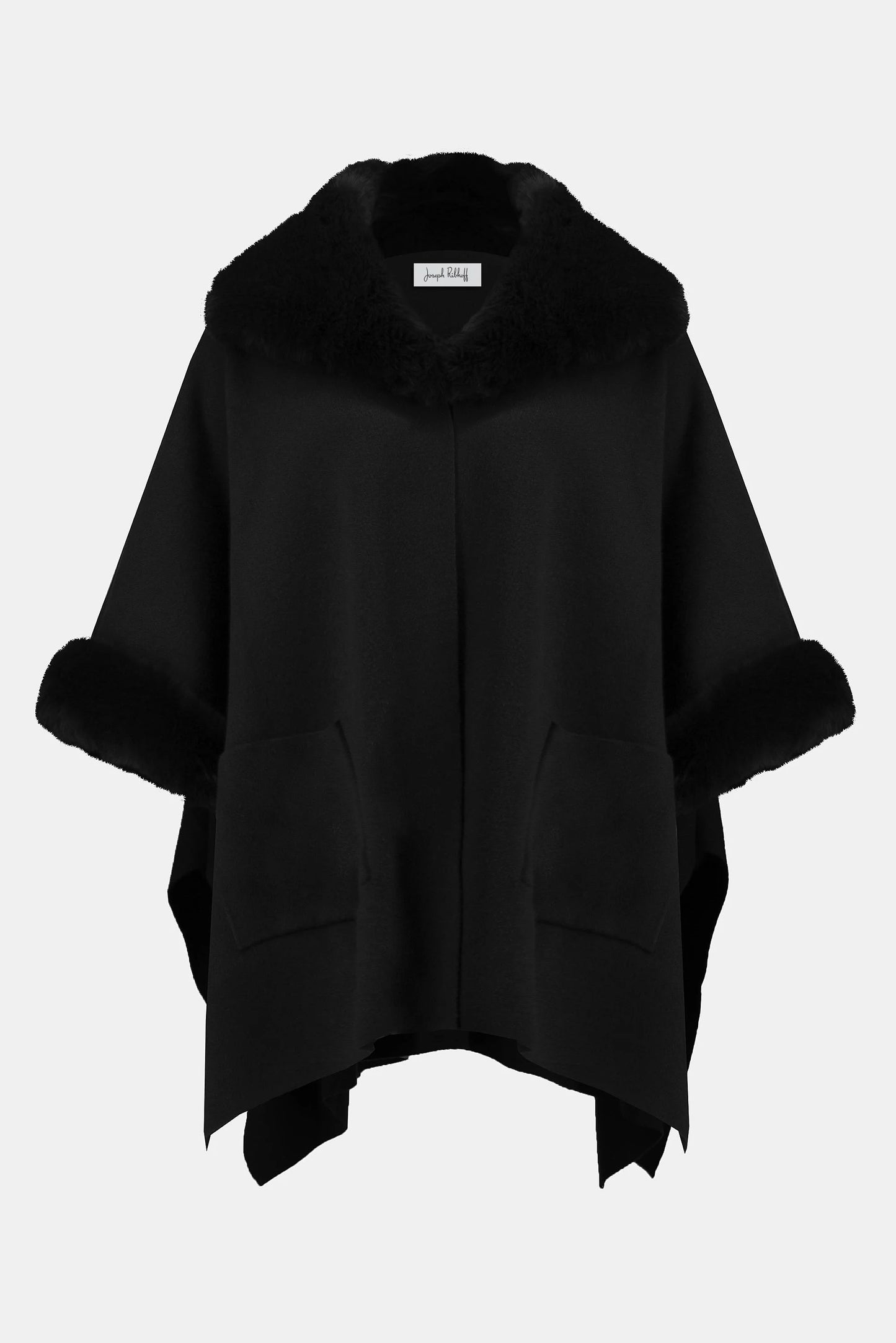 Brushed Knitted and Faux Fur Cape