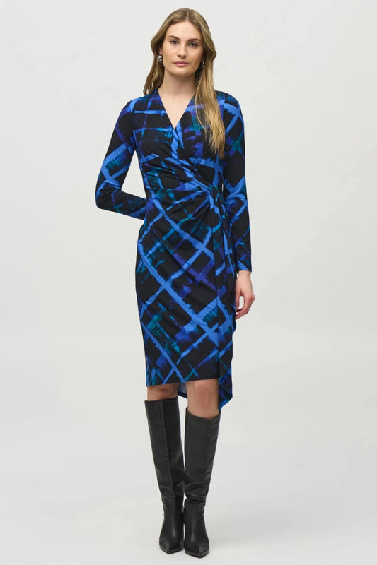 Abstract Print Wrap Dress 244131