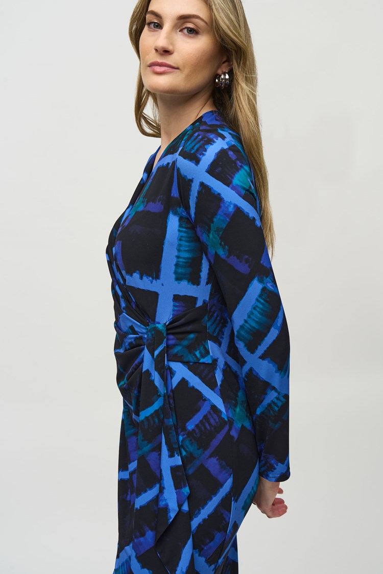 Abstract Print Wrap Dress 244131
