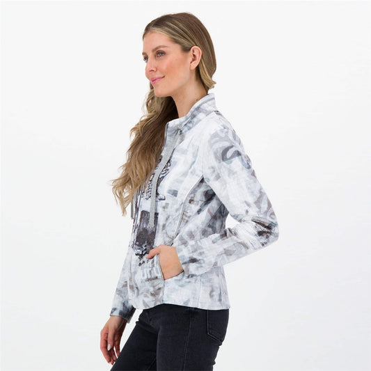 Light Grey Patterned Zip Jacket J3579