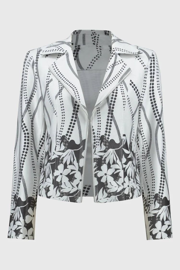 Faux Suede Floral Print Jacket 251910