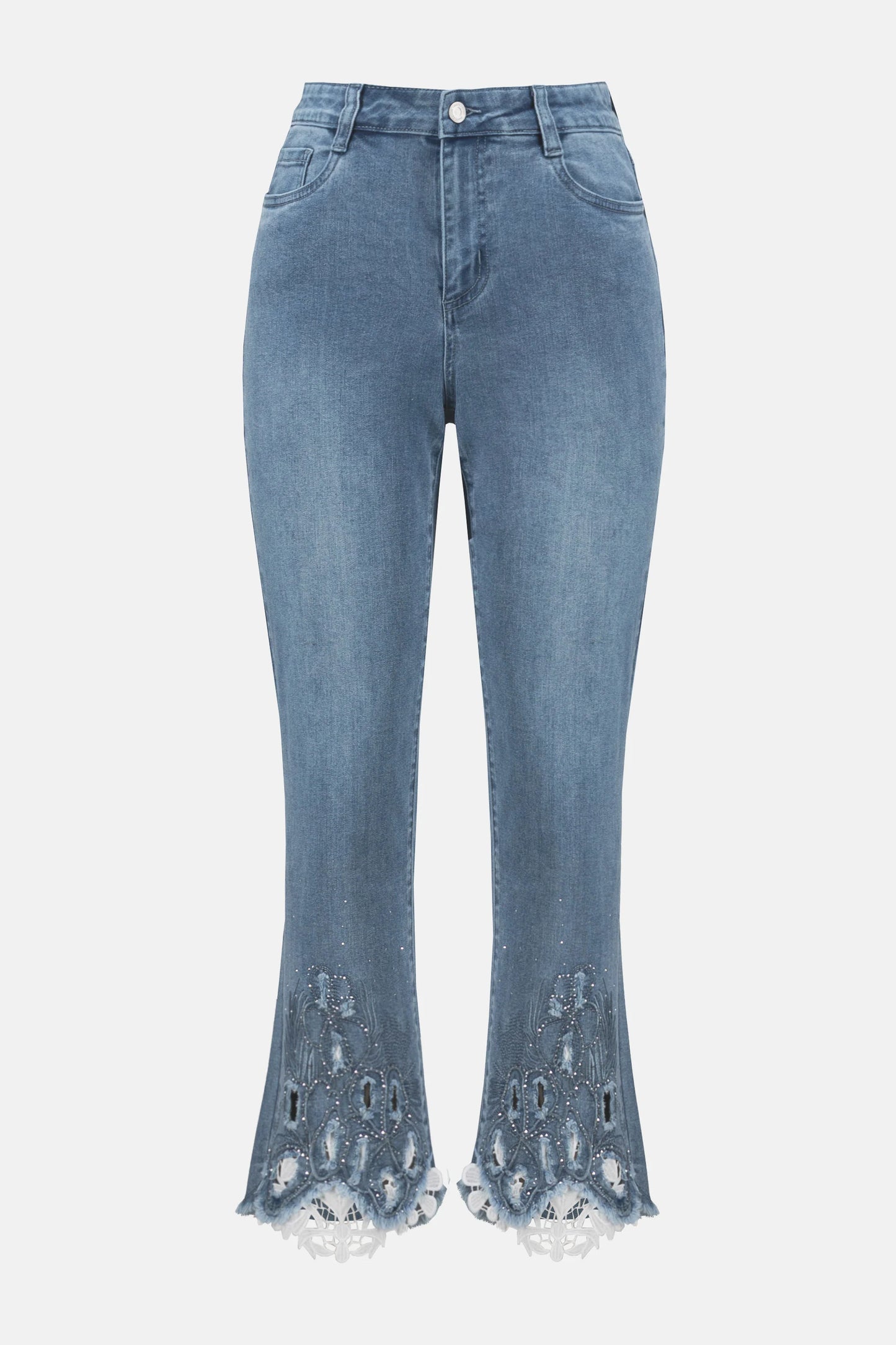 Joseph Ribkoff Stretch Straight Crop Jeans with Embroidery 252910