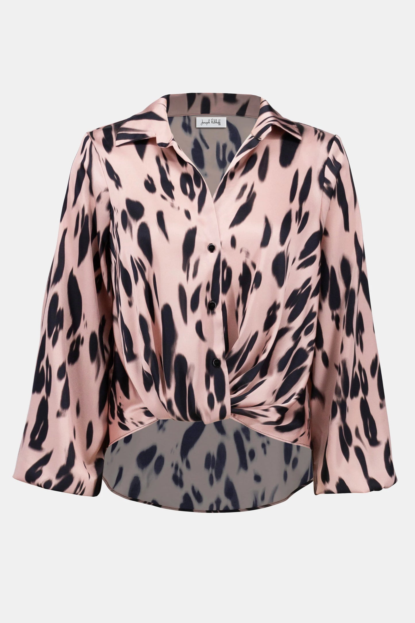 Recycled Satin Animal Print Draped Top