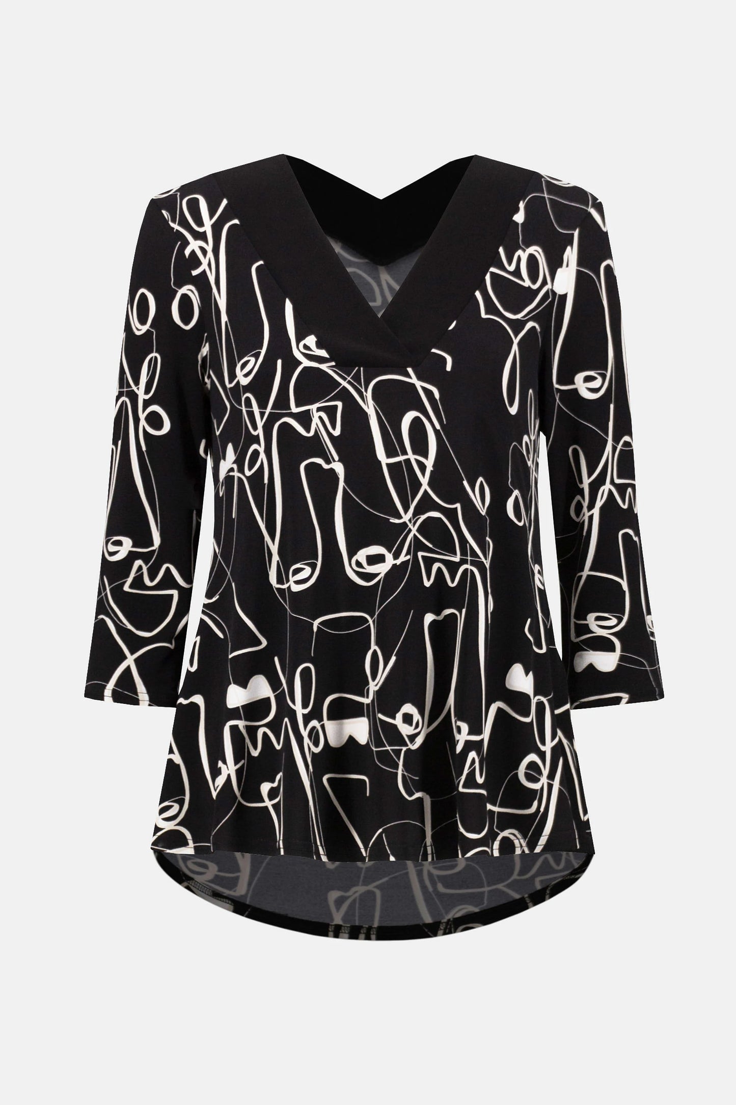 Silky Knit Face Print Flared Top