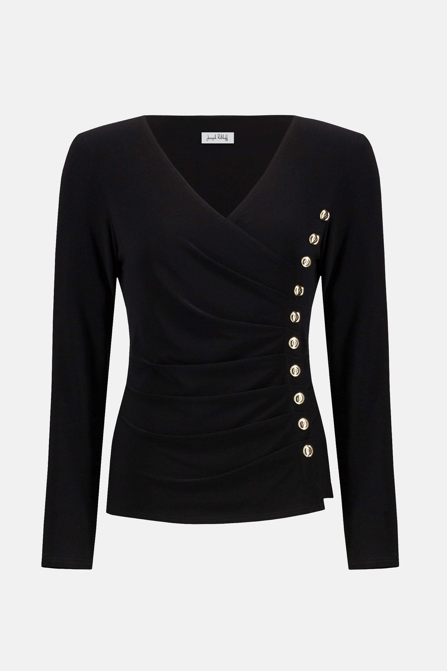 Joseph Ribkoff Black Draped Wrap Top