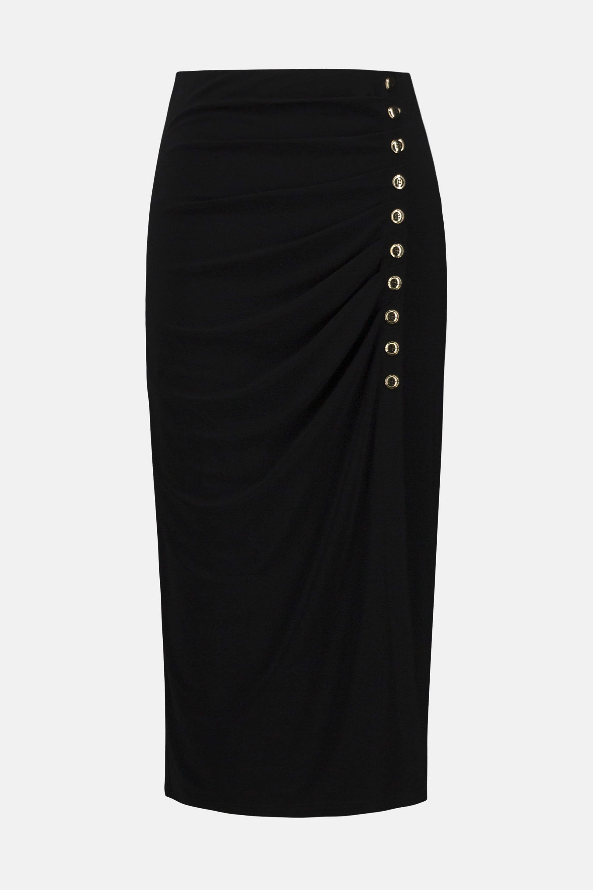 Joseph Ribkoff Black Pull-On Pencil Skirt with drape