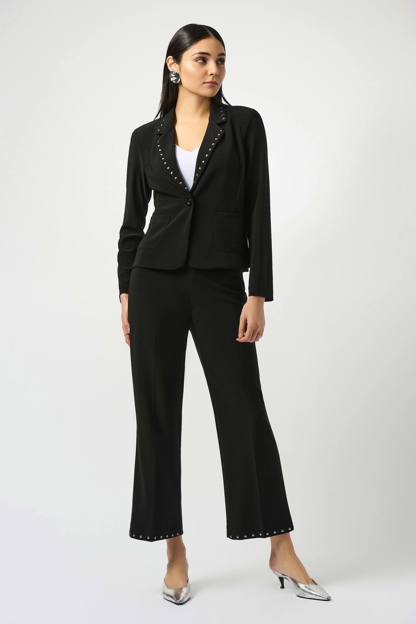 Joseph Ribkoff Black Wide-Leg Pull-On Trousers