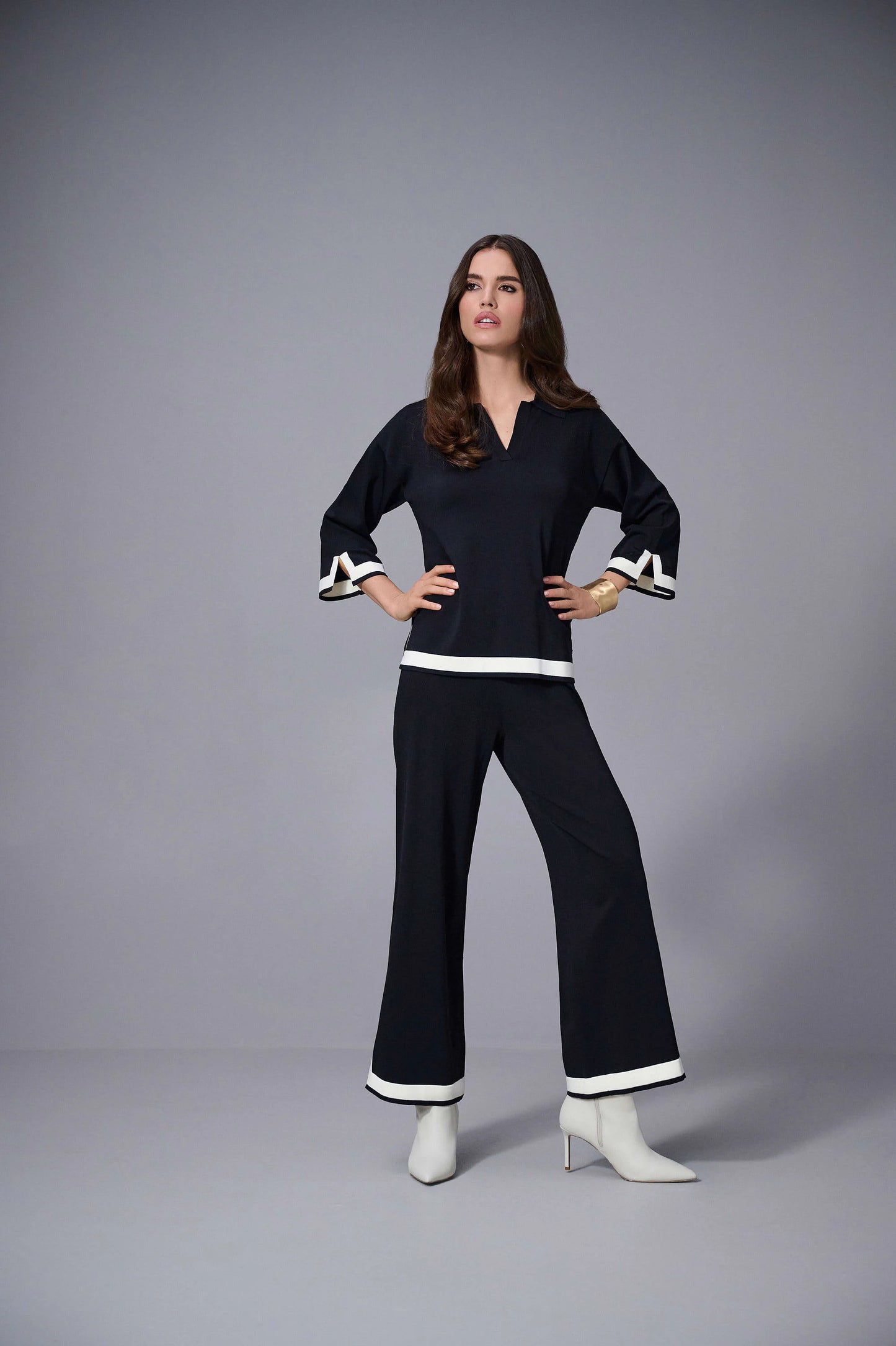 Joseph Ribkoff Knitted Colour Block Culottes Trousers Lucindas