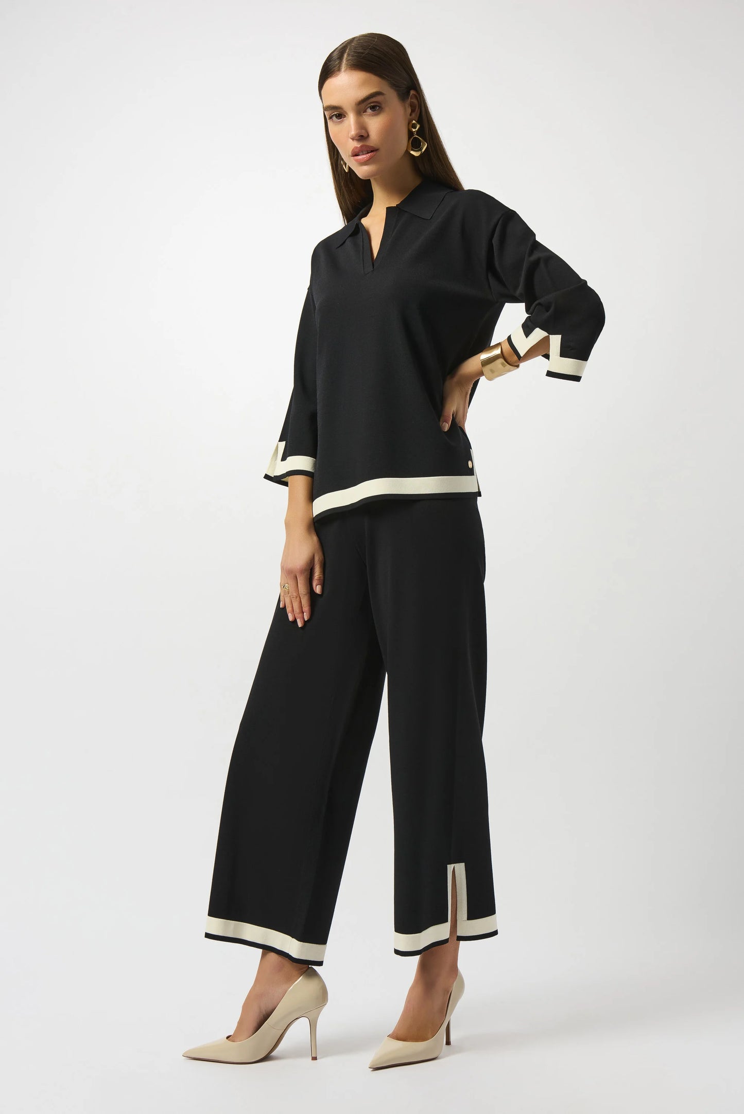 Joseph Ribkoff Knitted Colour Block Culottes Trousers Lucindas