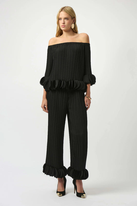Joseph Ribkoff Georgette Wide Leg Pleated Trousers