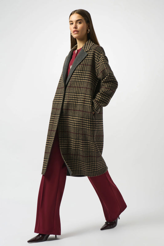 Wool Blend Plaid Double-Faced Coat