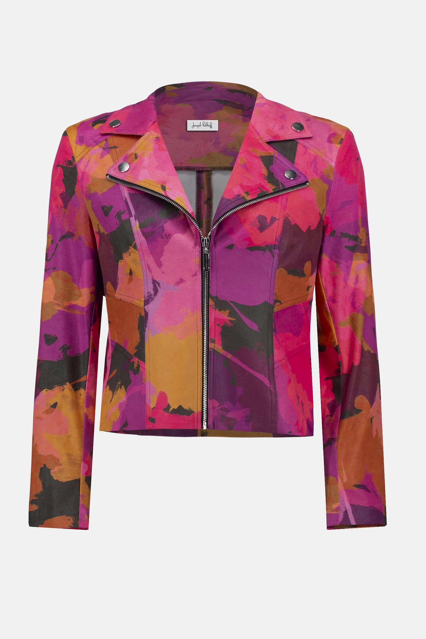 Joseph Ribkoff Foiled Faux Suede Abstract Print Fitted Jacket