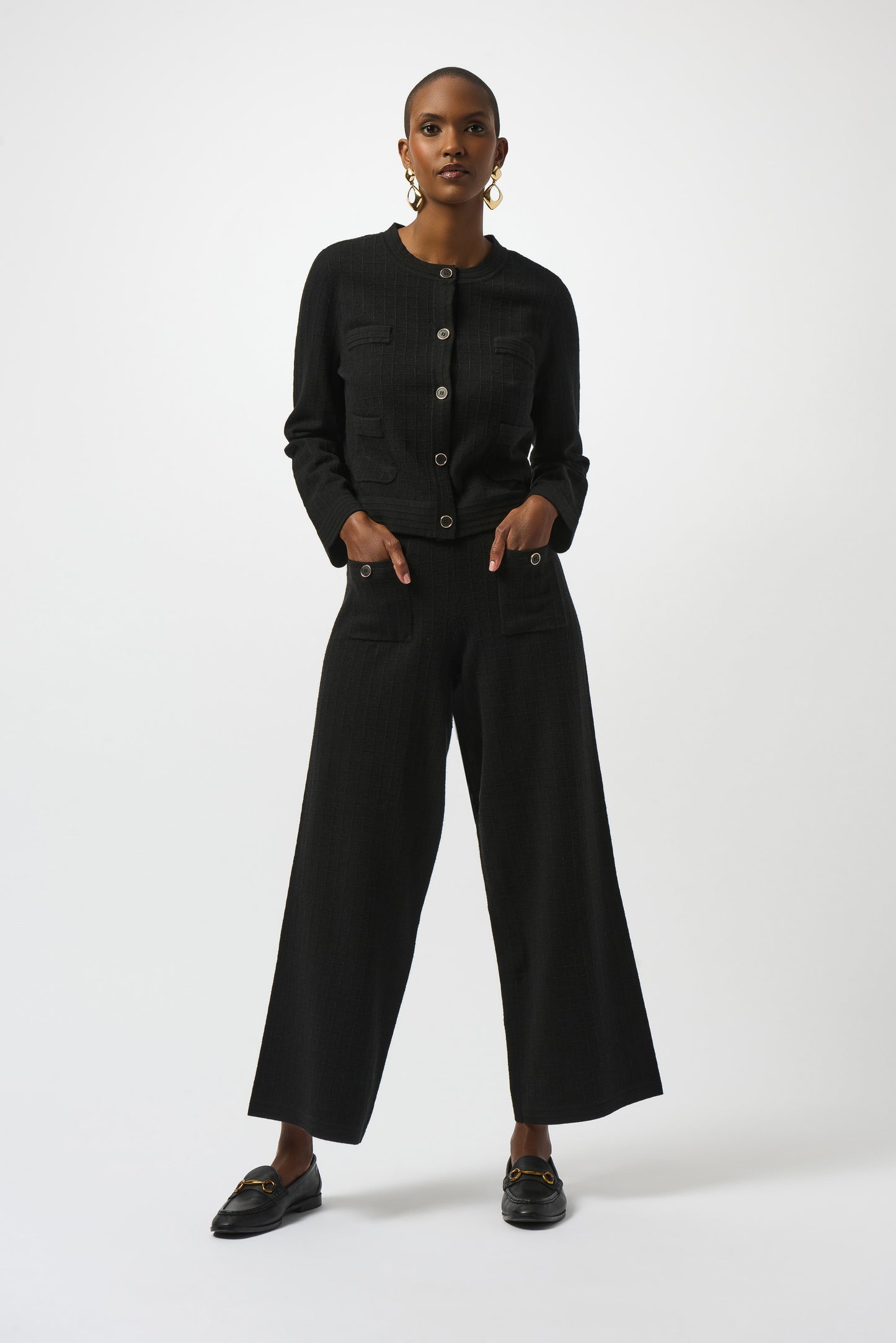 Joseph Ribkoff Sweater Knit Crew Neck Button-Front Jacket Lucindas