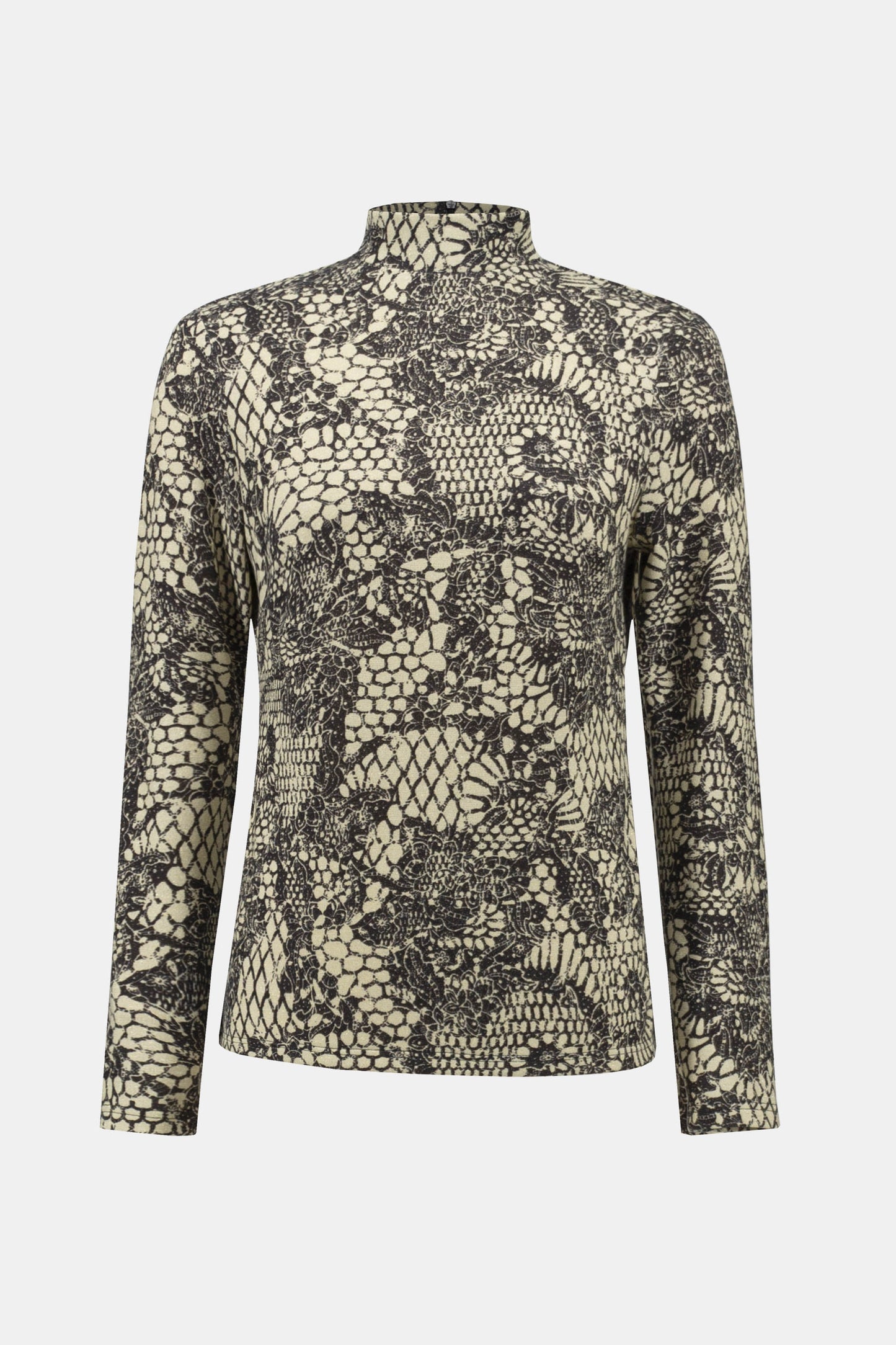 Knit Lace Print Fitted Top