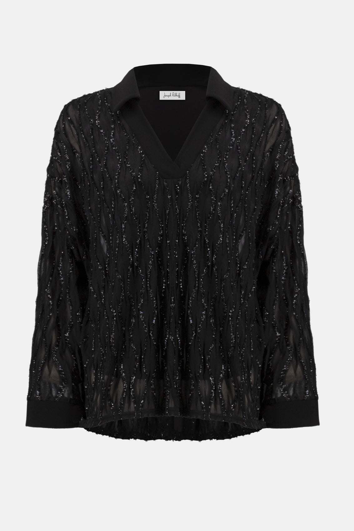 Black Lurex Cascade and Silky Knit Top
