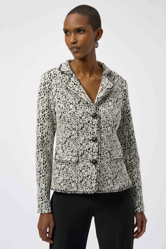 Abstract Jacquard Cotton Blend Knit Blazer