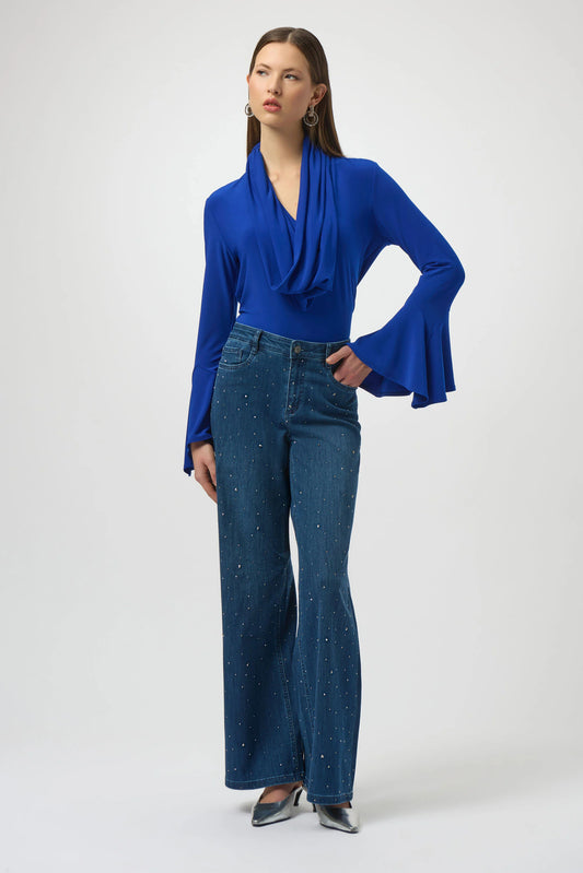 Classic Wide Leg Jeans with Rhinestones