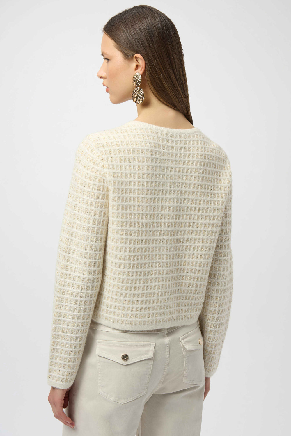 Sequined Sweater Knit Cardigan with Gold Buttons