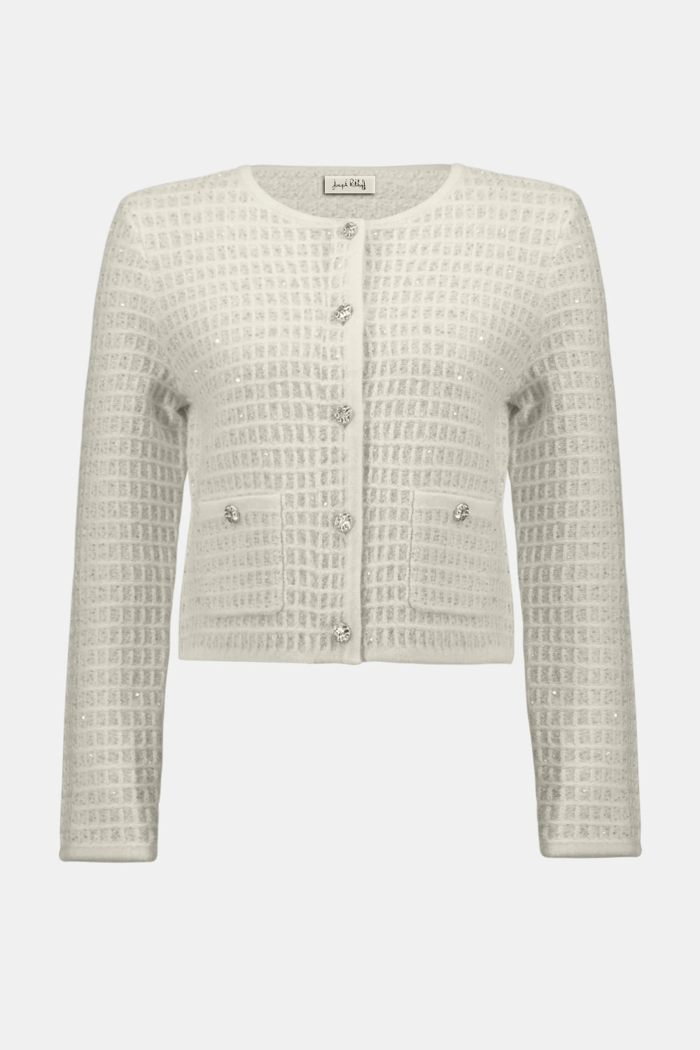 Sequined Sweater Knit Cardigan with Gold Buttons