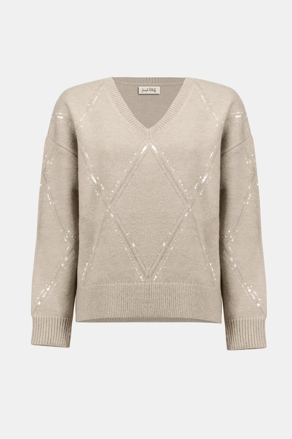 Sweater Knit Pullover with Sequins- Oyster