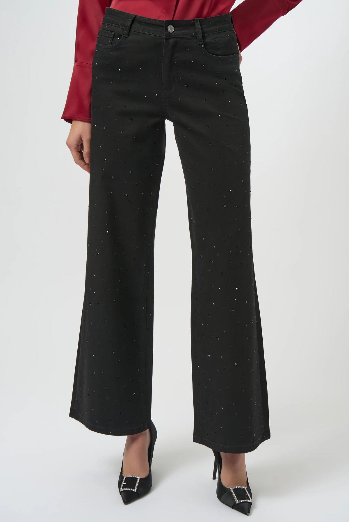 Classic Wide Leg Jeans with Rhinestones