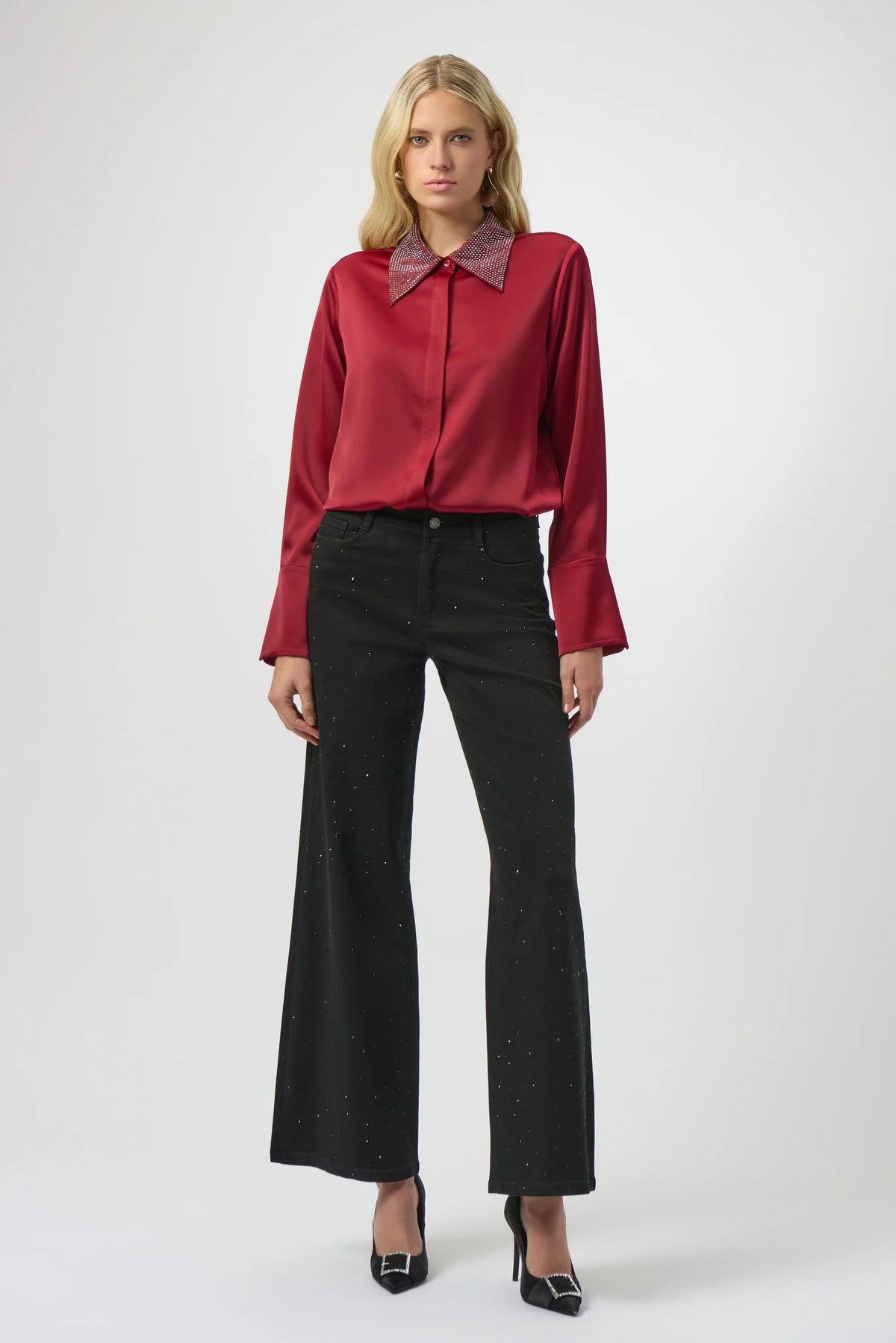 Classic Wide Leg Jeans with Rhinestones
