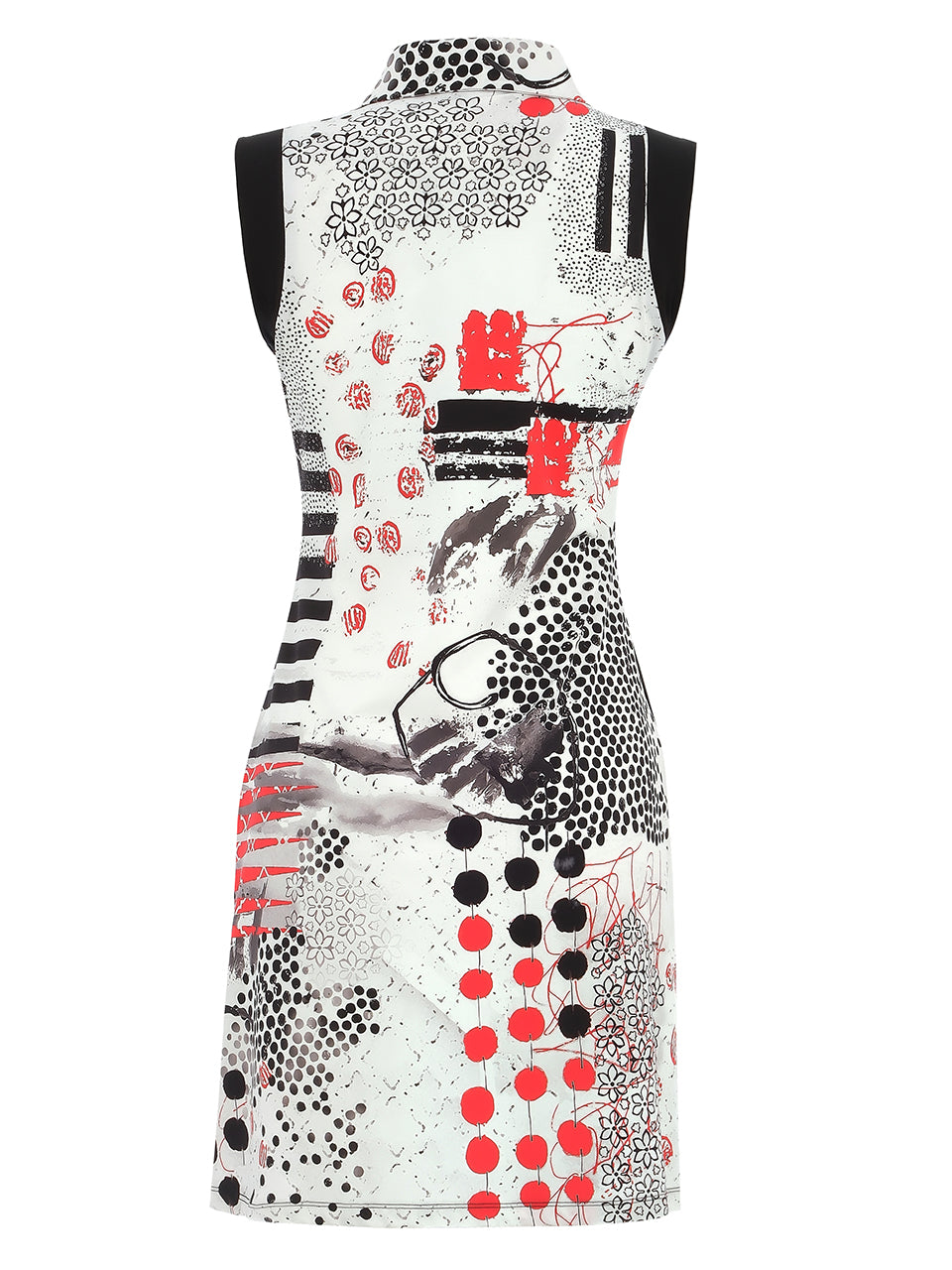 Dolcezza Abstract Coral Shards Print Sleeveless Dress 25758