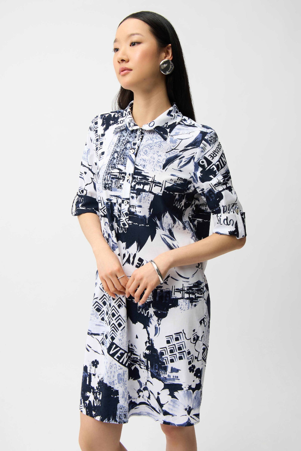 Joseph Ribkoff Conversational Stretch Print Shirt Dress