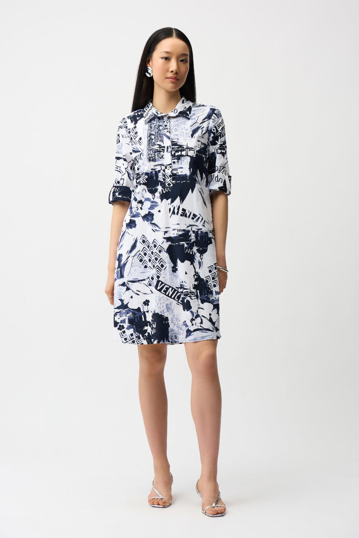 Joseph Ribkoff Conversational Stretch Print Shirt Dress