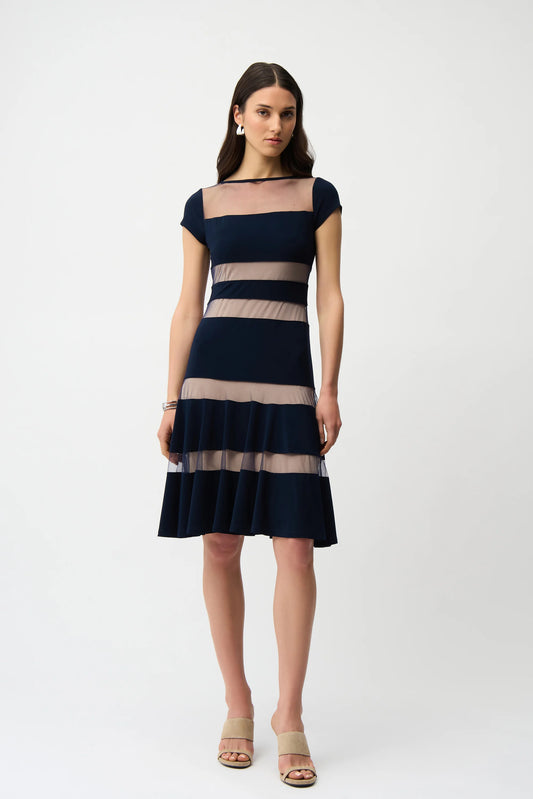 Fit and Flare Dress With Mesh Inserts - Lucindas on-line