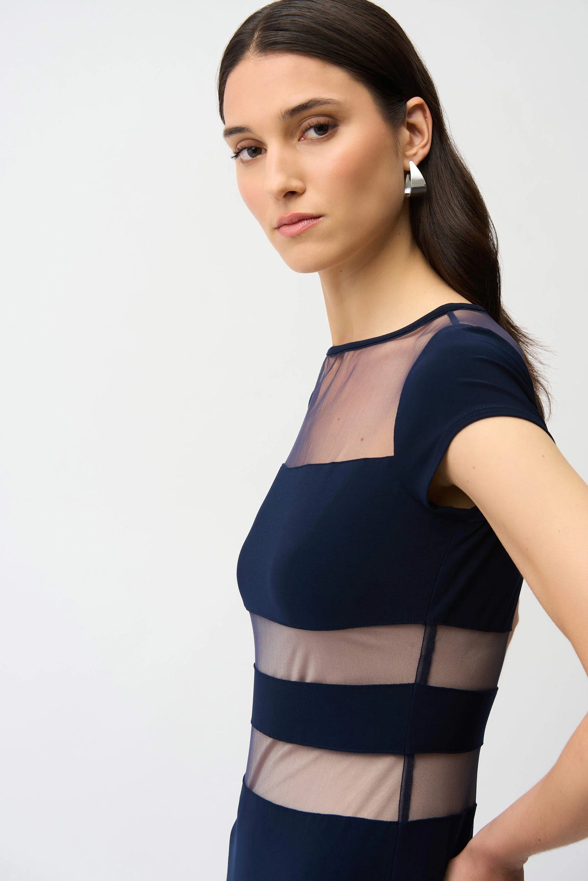 Fit and Flare Dress With Mesh Inserts - Lucindas on-line