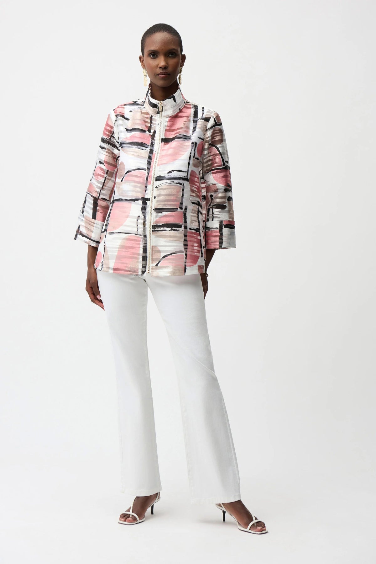 Organza Jacquard Abstract Print Boxy Jacket