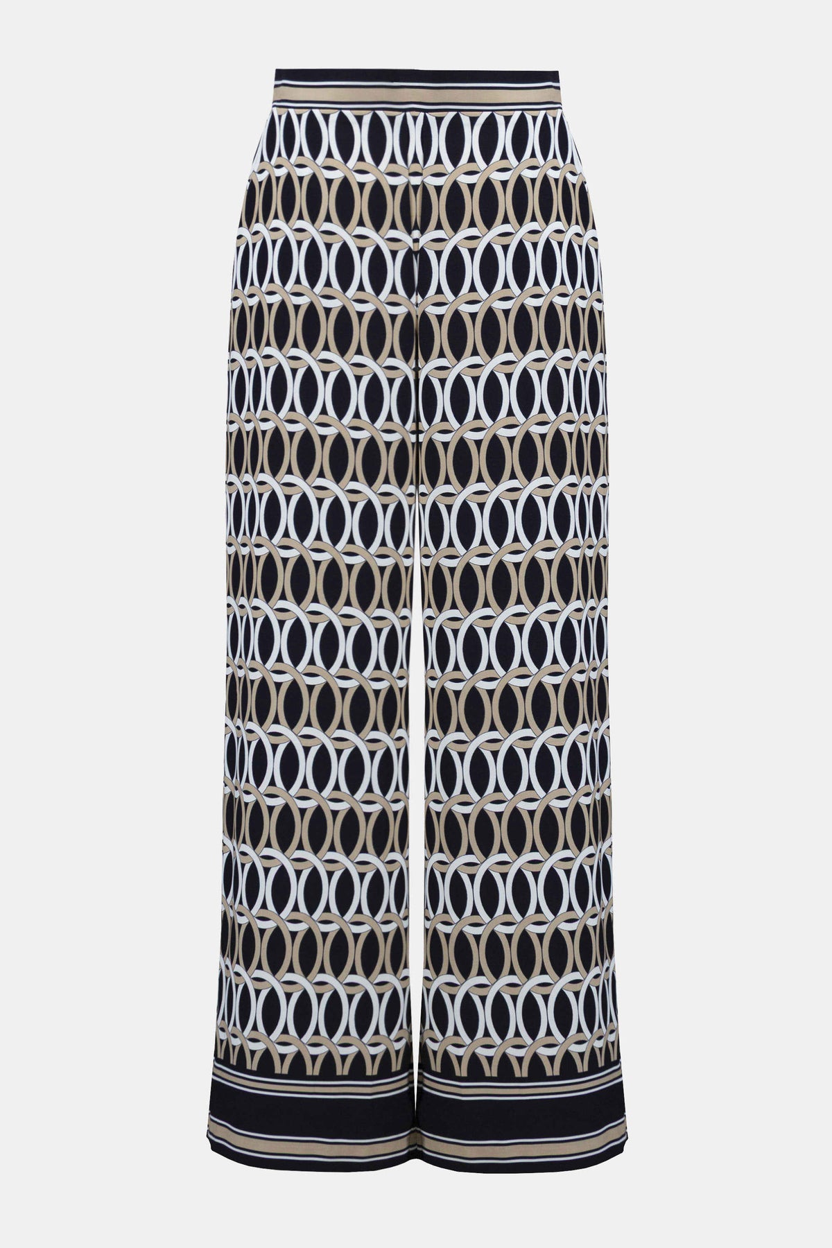 Geometric Print Wide Leg Pull-On Trousers - Lucindas on-line