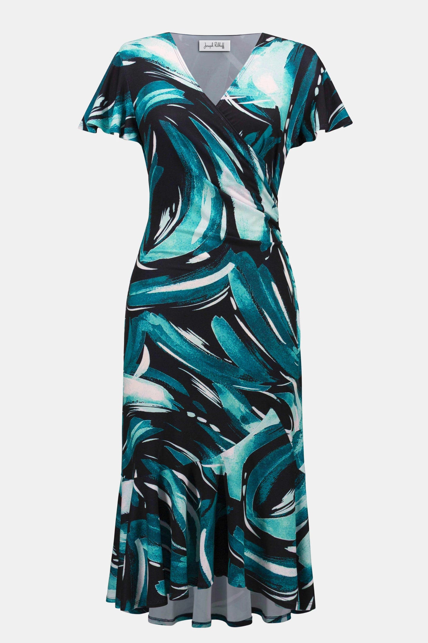 Abstract Print Fit and Flare Wrap Dress - Lucindas on-line