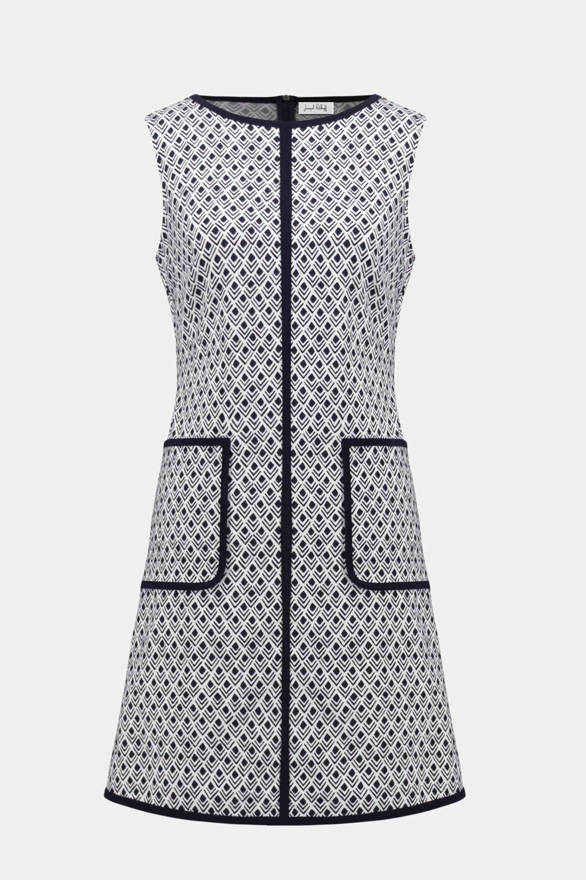 Joseph Ribkoff Geometric Print A-Line Dress With Contrast Trim