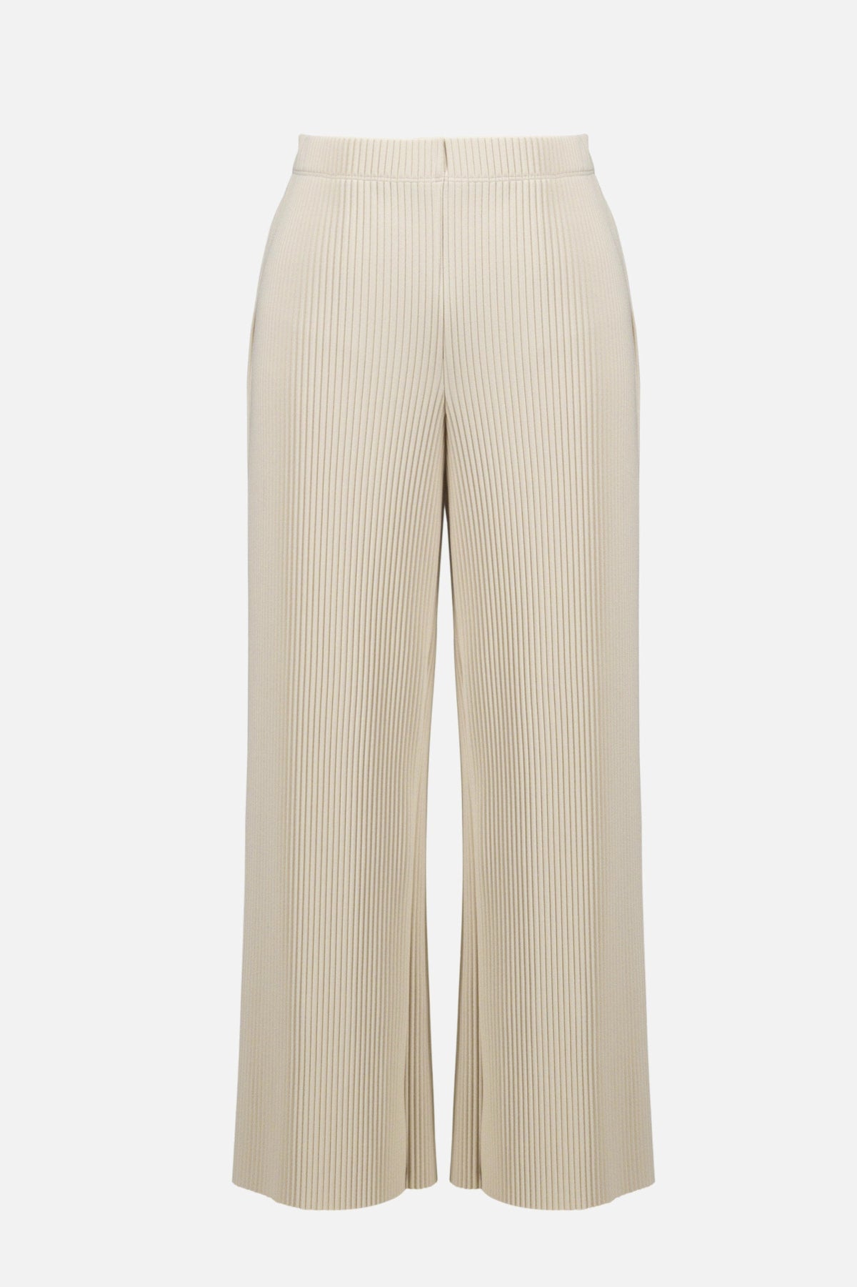 Pleated Scuba Crepe Wide Leg Pull-On Trousers