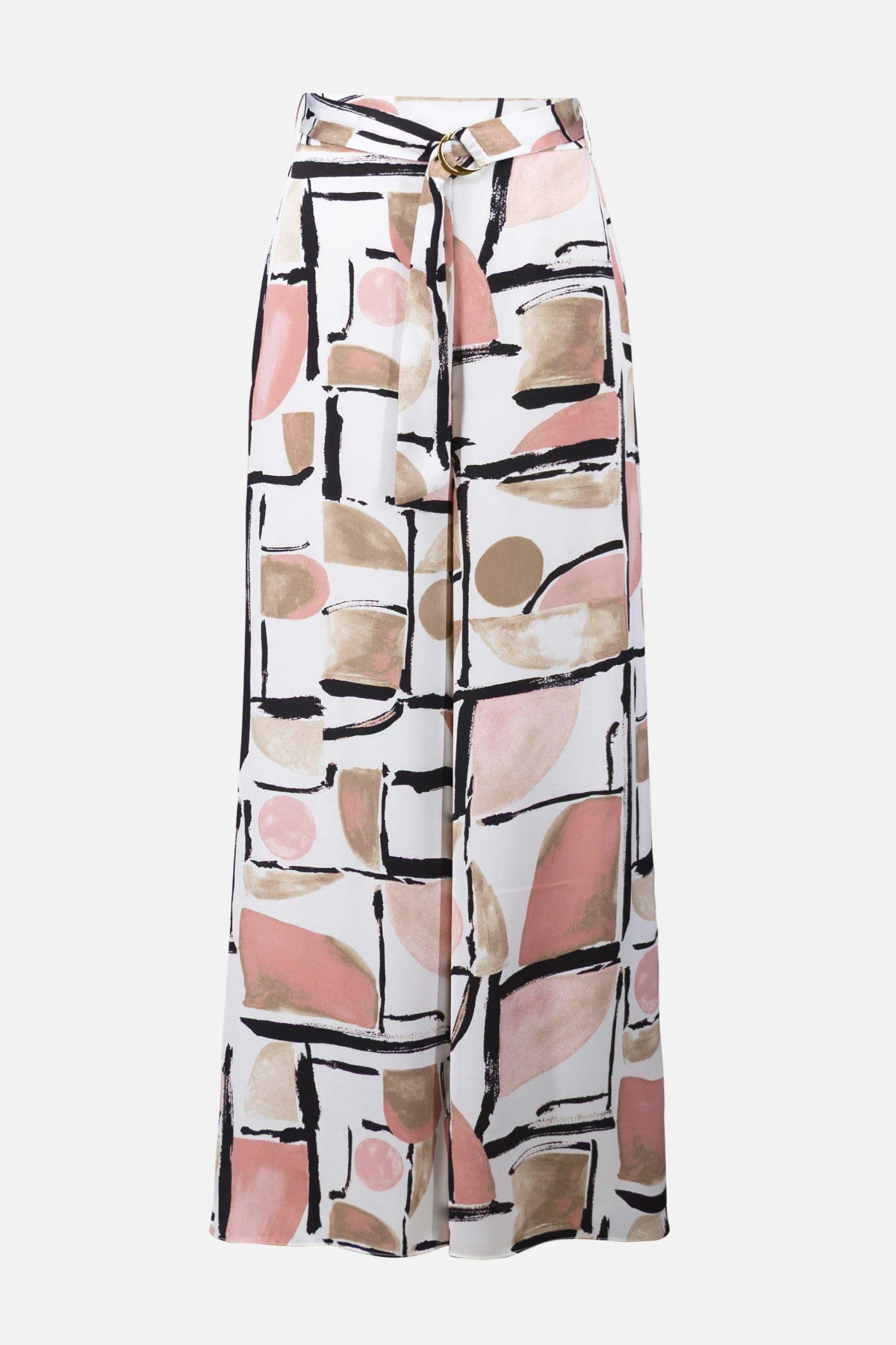 Recycled Satin Abstract Print Wide Leg Pull-On Trousers