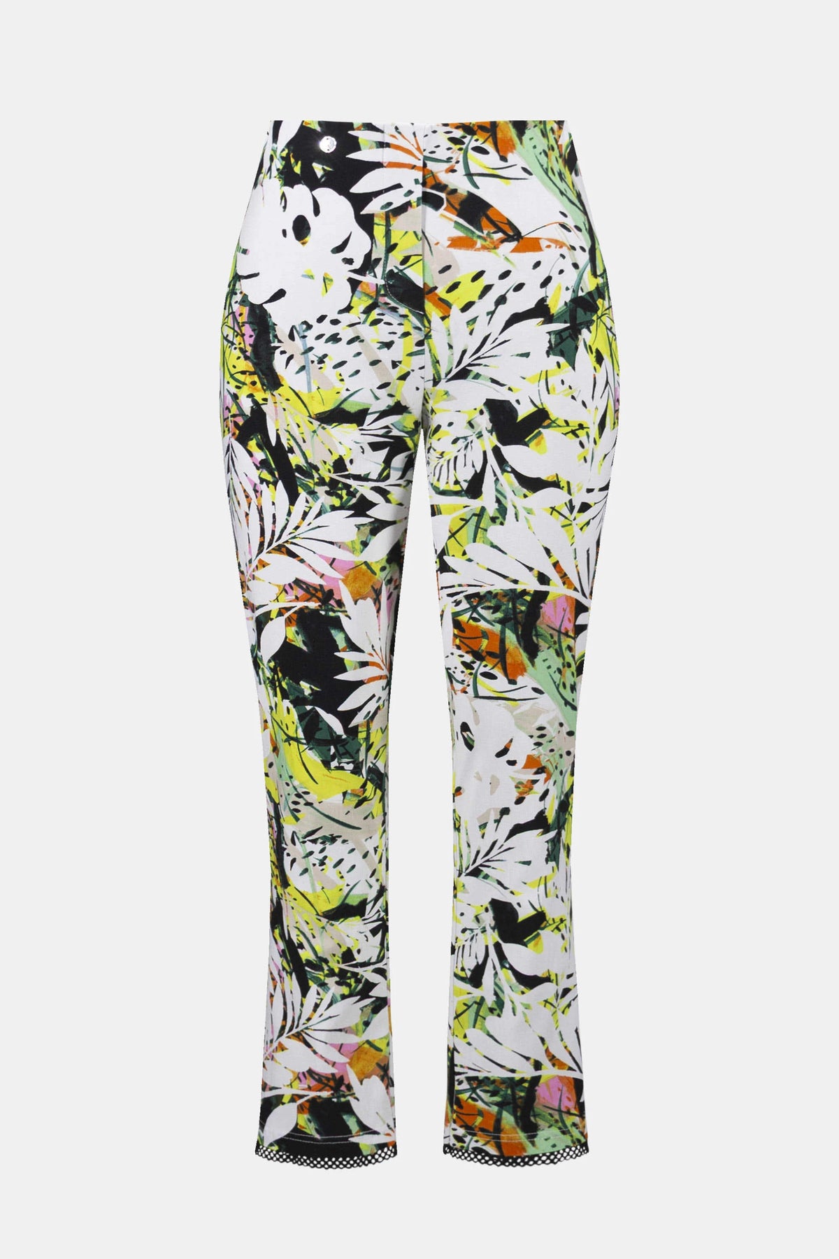 Tropical Print Pull-On Trousers With Mesh Detail - Lucindas on-line