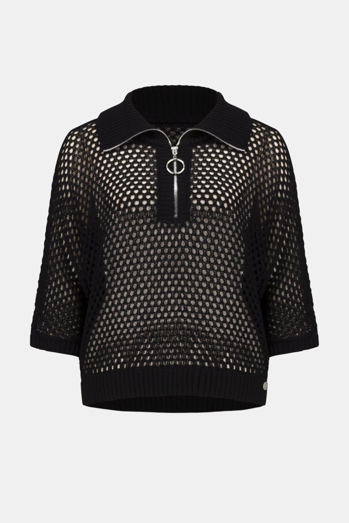 Viscose Blend Boxy Sweater Knit With Zipped Neckline
