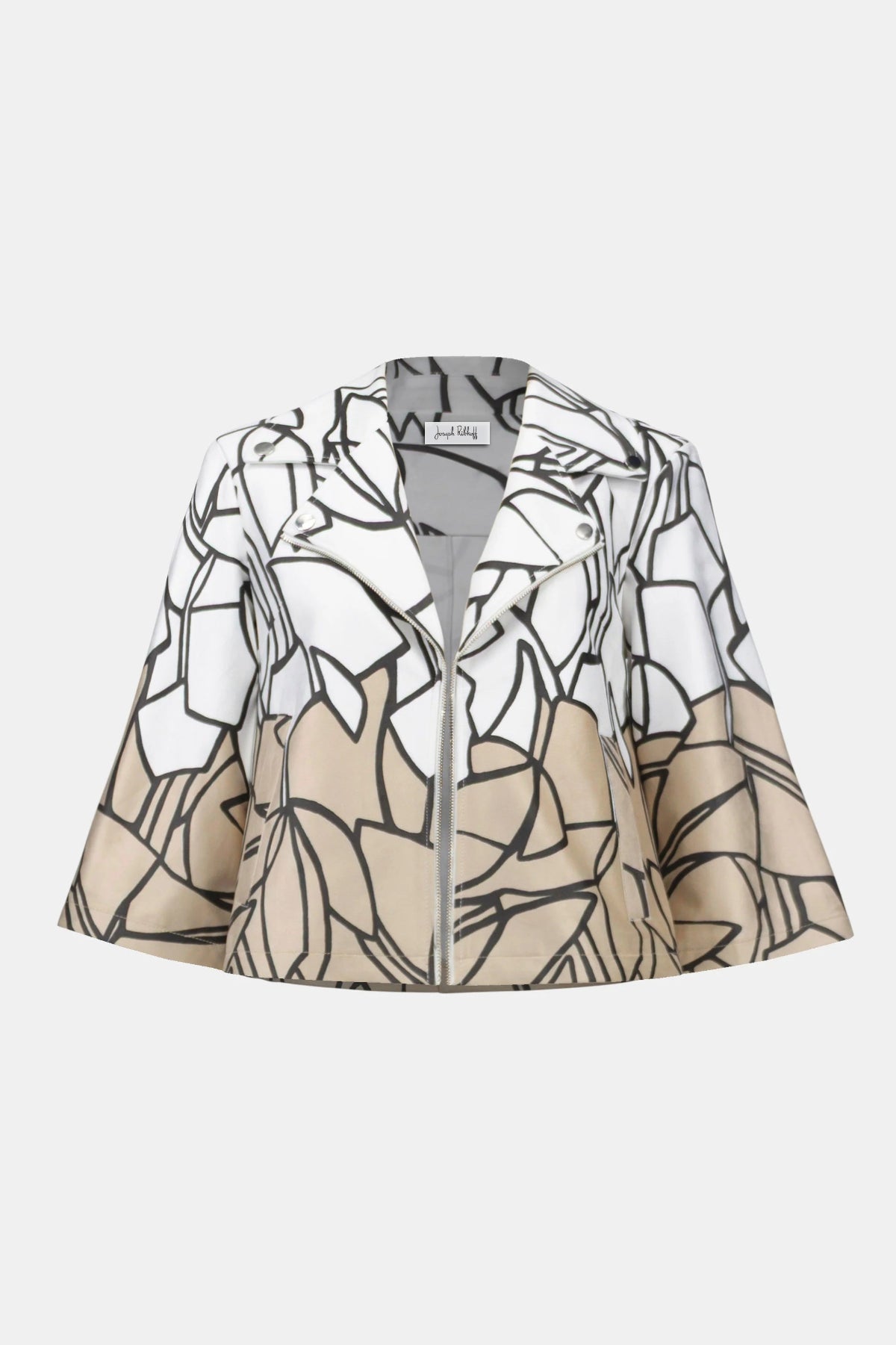 Faux Suede Abstract Print Swing Jacket