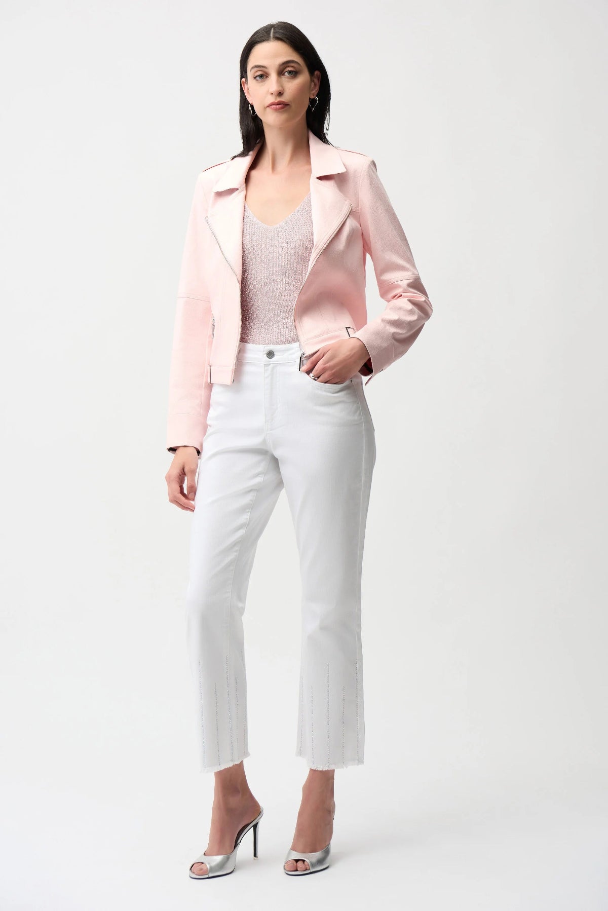 Pink Faux Suede Fitted Jacket